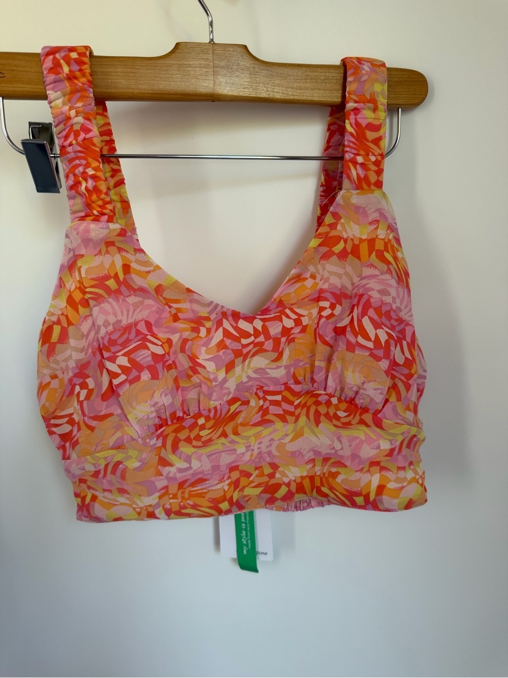 Women's Pink Orange Patterned Crop Tank Top